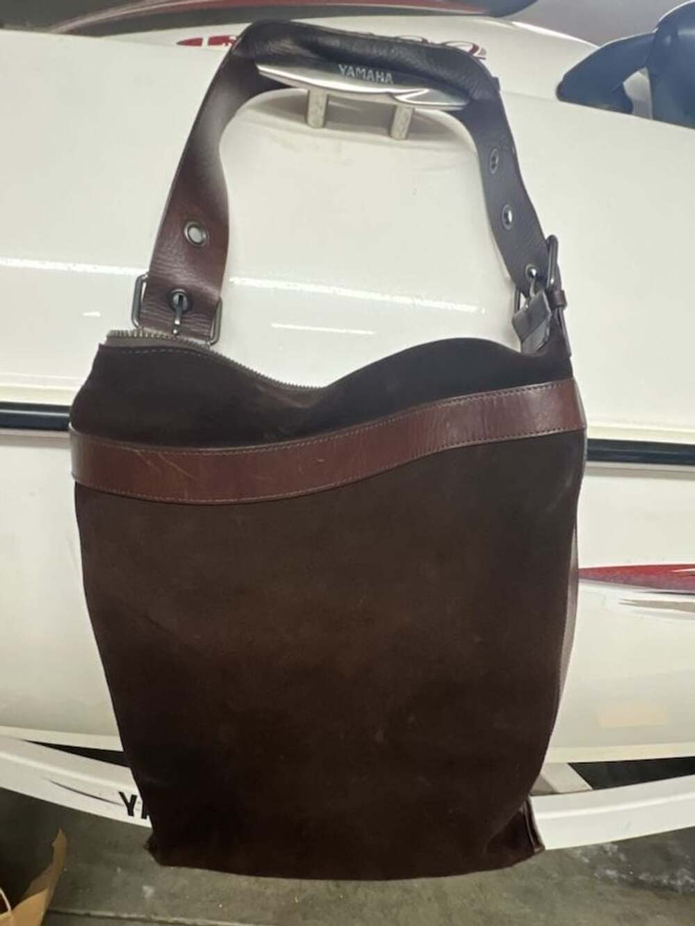 Banana Republic Dark Brown Suede Shoulder Bucket Bag